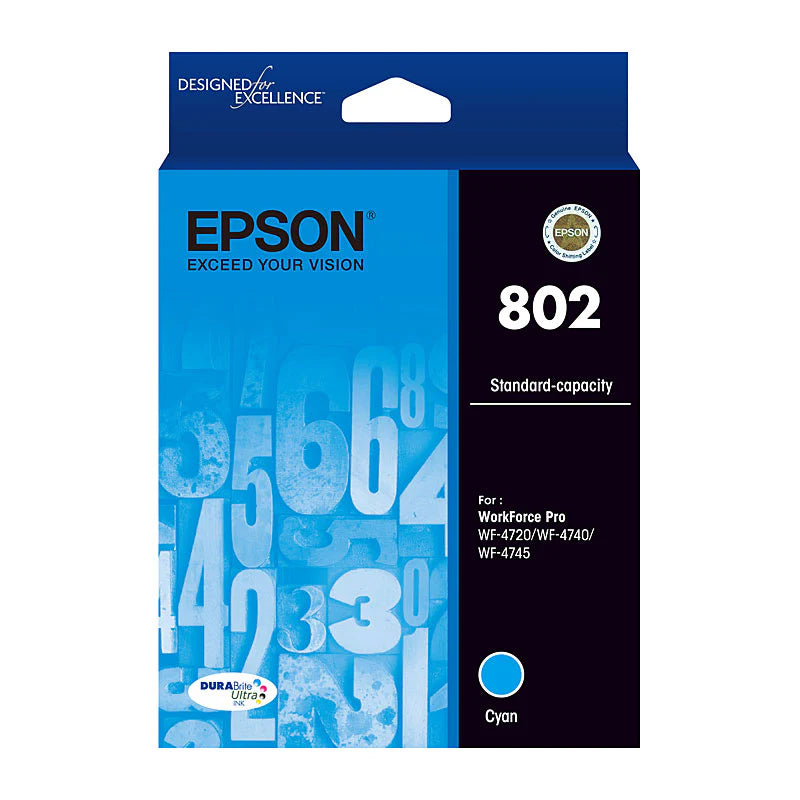 Original Epson T802 Standard Yield Cyan Ink Cartridge