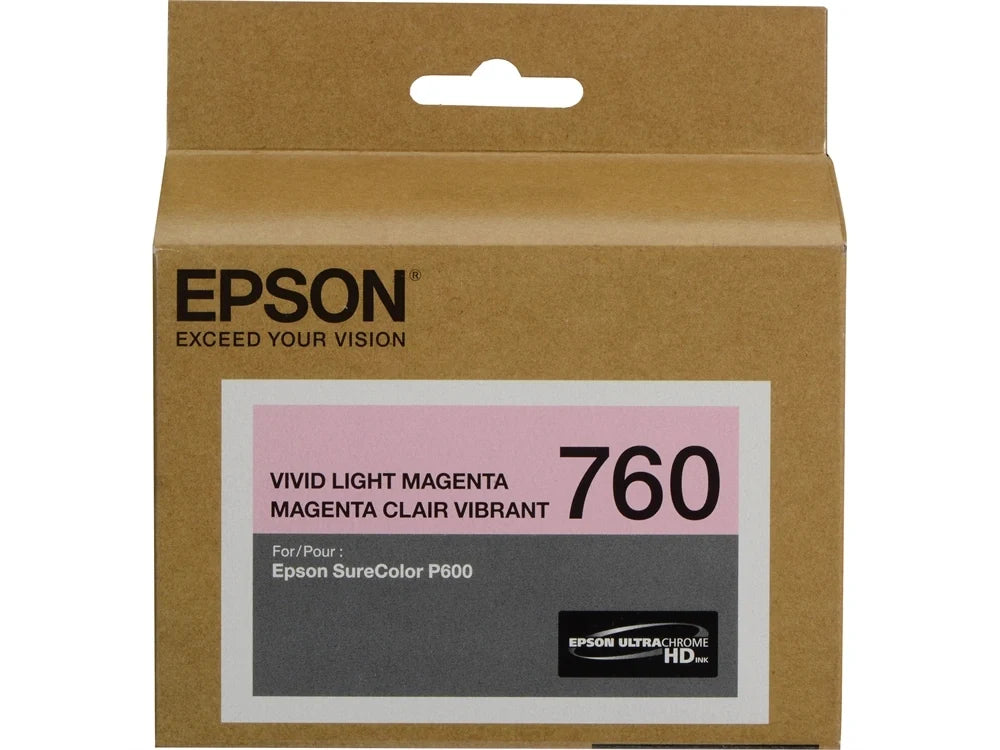 New, Pre-Owned, Original Epson T760 Standard Yield VIVD LIGHT MAGENTA Ink Cartridge, T9096