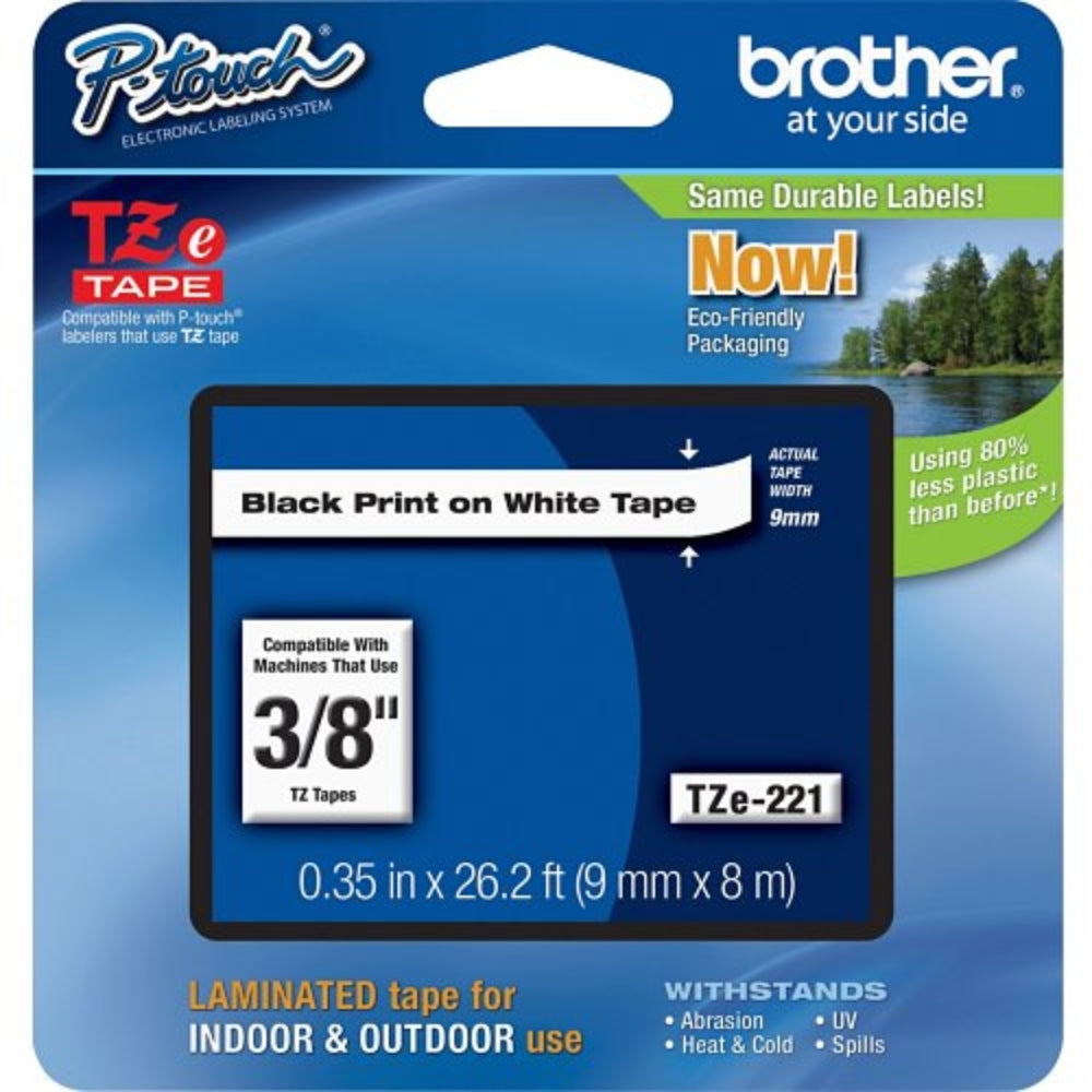 New, Pre-Owned - Brother TZe-221 Labelling Tape â€“ Black on White, 9mm wide