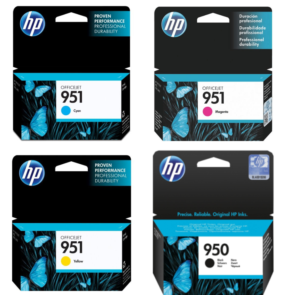 Original HP 950 Black & 951 Cyan, Magenta & Yellow Ink Cartridges