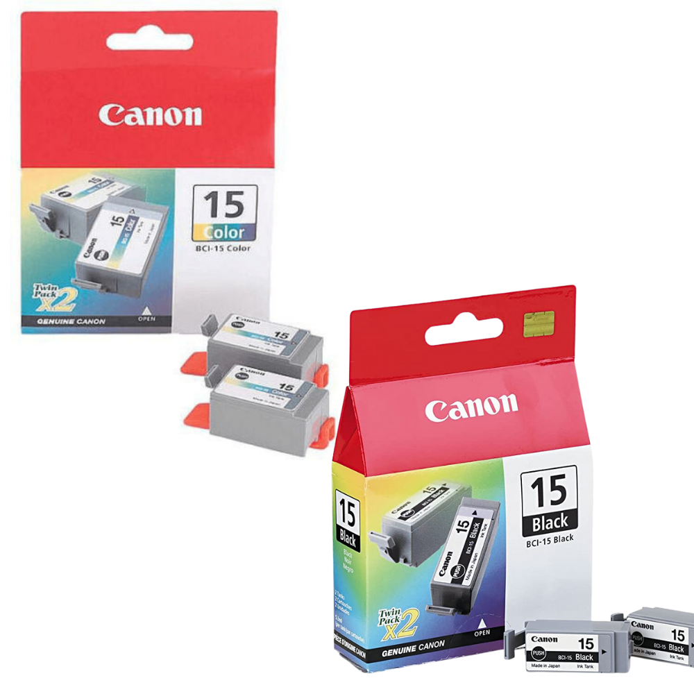 Original Canon BCI-15 Black and Color Ink Cartridge-4 Pack