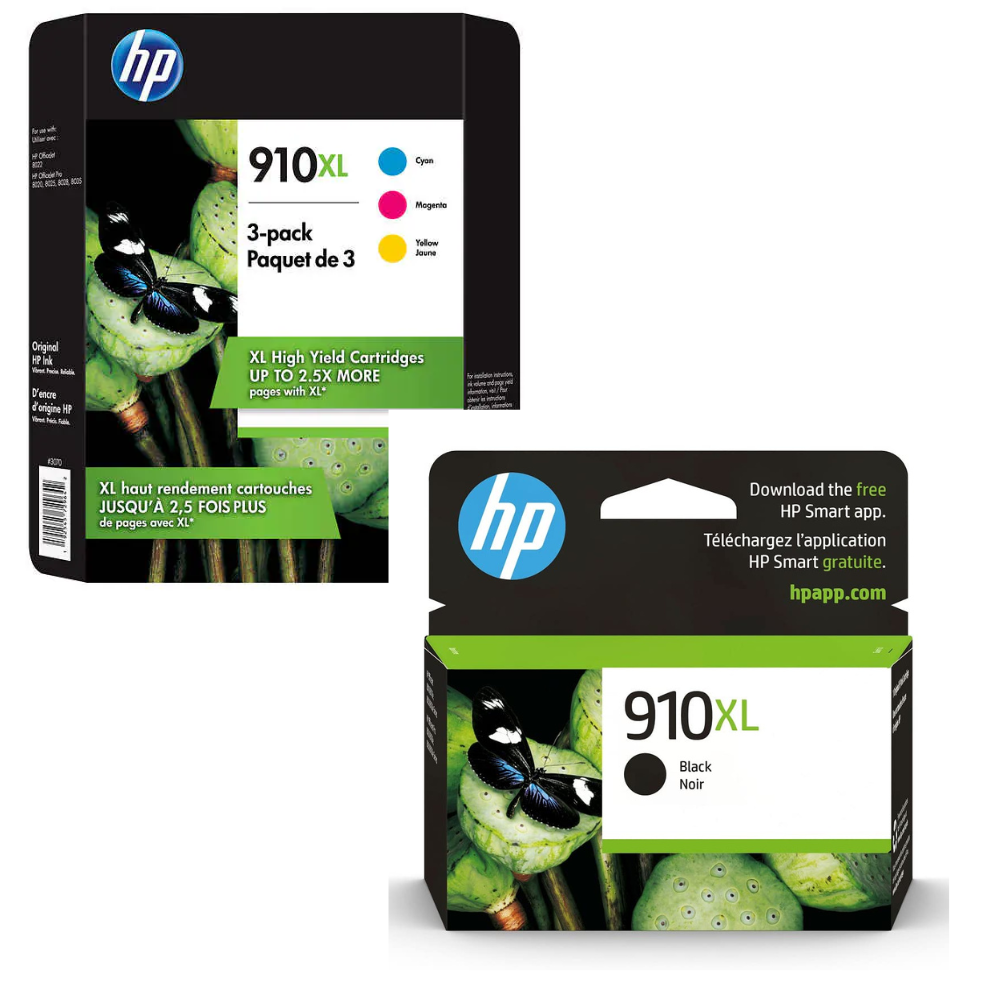 Original HP 910XL Black, Cyan, Magenta, Yellow Ink Cartridges-4 Pack