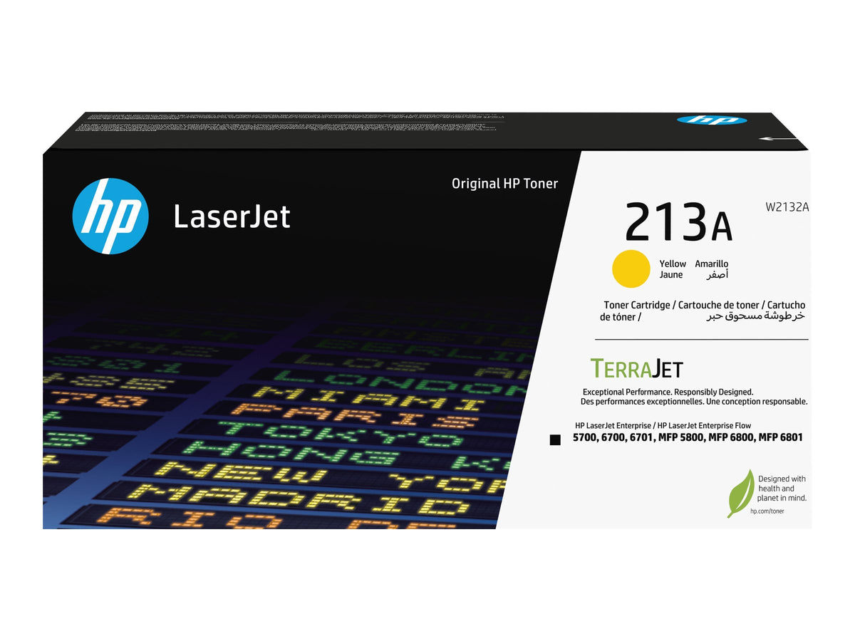 New, Pre-Owned, Original HP 213A Standard Yield Yellow Toner Cartridges, W2132A