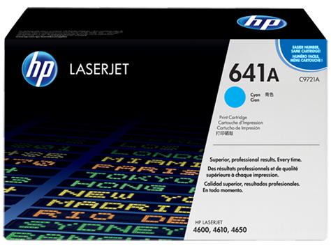 HP 641A High Yield Cyan LaserJet Toner Cartridge, C9721A