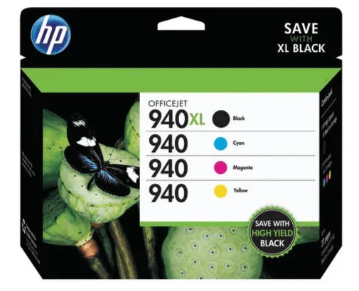 Genuine HP 940XL Black and 940 Color Combo 4.PK Inkjet Cartridge