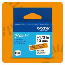 New, Pre-Owned - Brother BTAG-T31 Black Print On Orange label tape, 13.1 feet